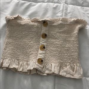 Beige button down crop top!